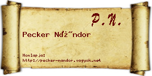 Pecker Nándor névjegykártya